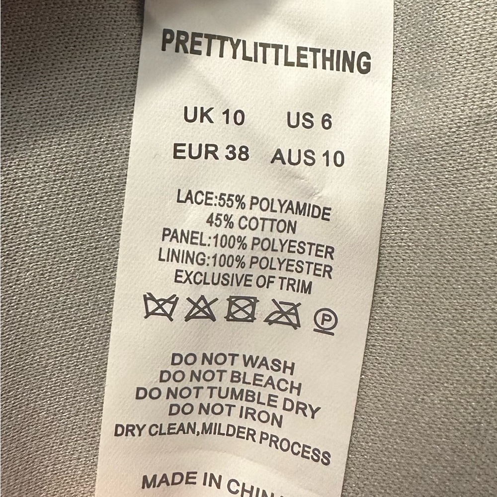 PrettyLittleThing Luci Pale Blue Premium High Neck Jacquard Lace Panel Mini *NWT - Picture 10 of 10